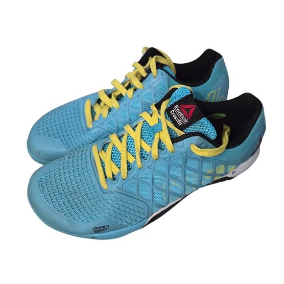 Reebok Shoes Mens 11 Blue CF74 Crossfit Performance Lifting Yellow Running - Picture 1 of 10